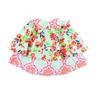 Painted Flowers Mix-Print Skirt