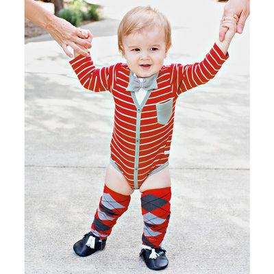 Red Stripe Cardigan Bodysuit