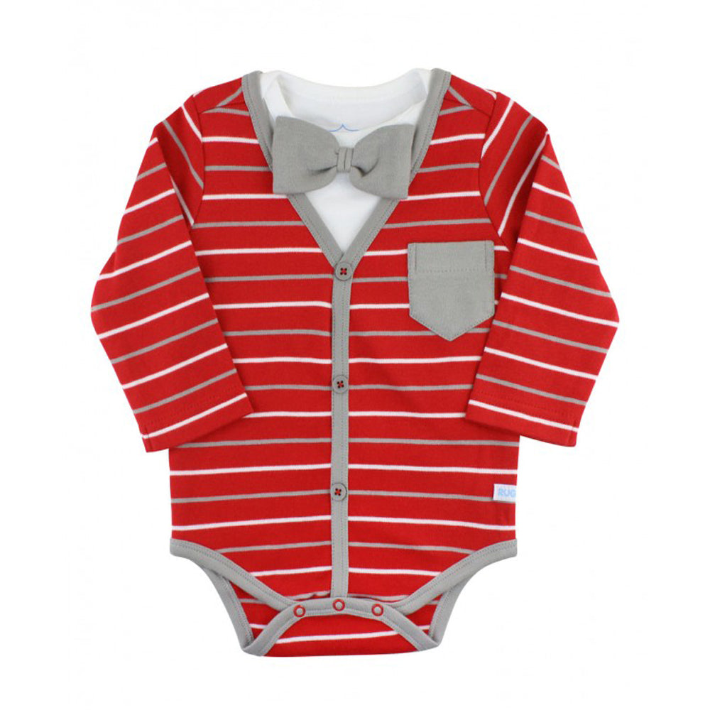 Red Stripe Cardigan Bodysuit