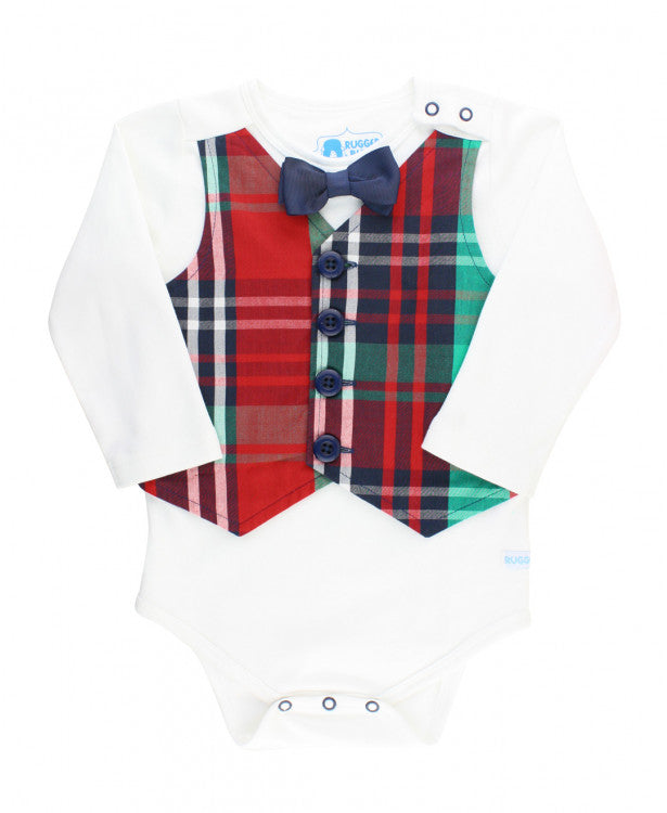 Baby Boys Kennedy Plaid Vest Bodysuit