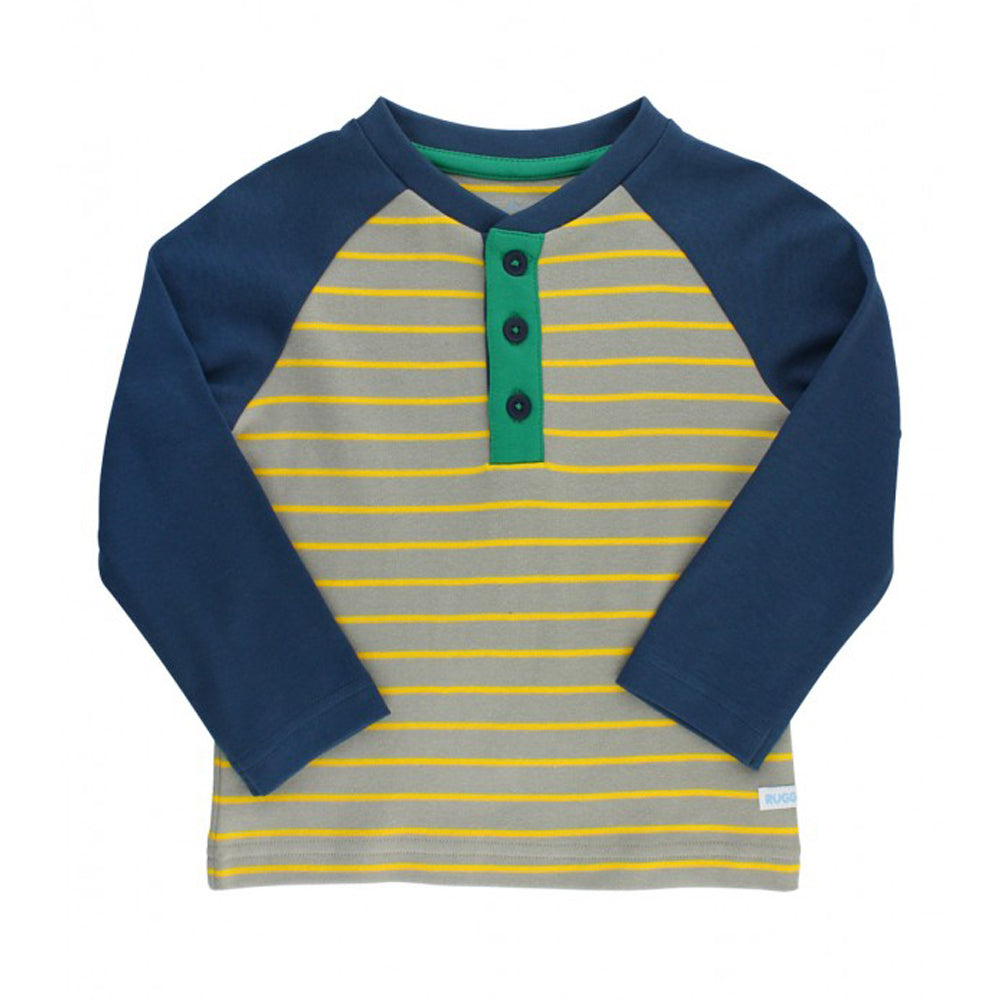 Yellow &amp; Gray Stripe Raglan Henley
