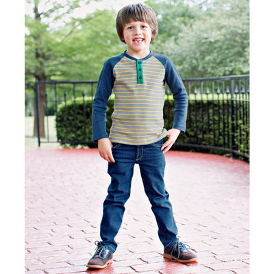 Yellow & Gray Stripe Raglan Henley