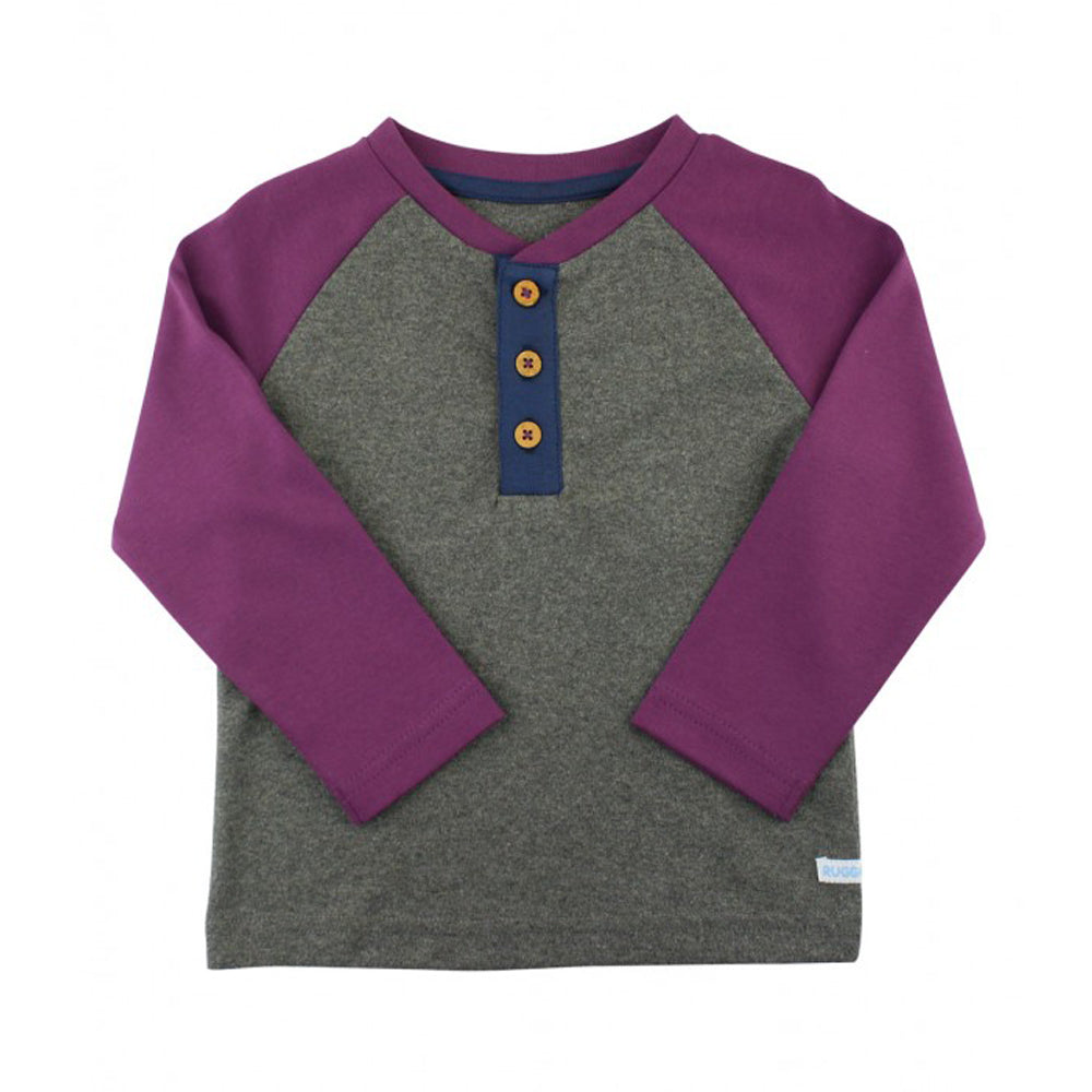 Gray &amp; Plum Henley Raglan Tee