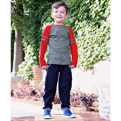 Heather Gray & Red Raglan Tee