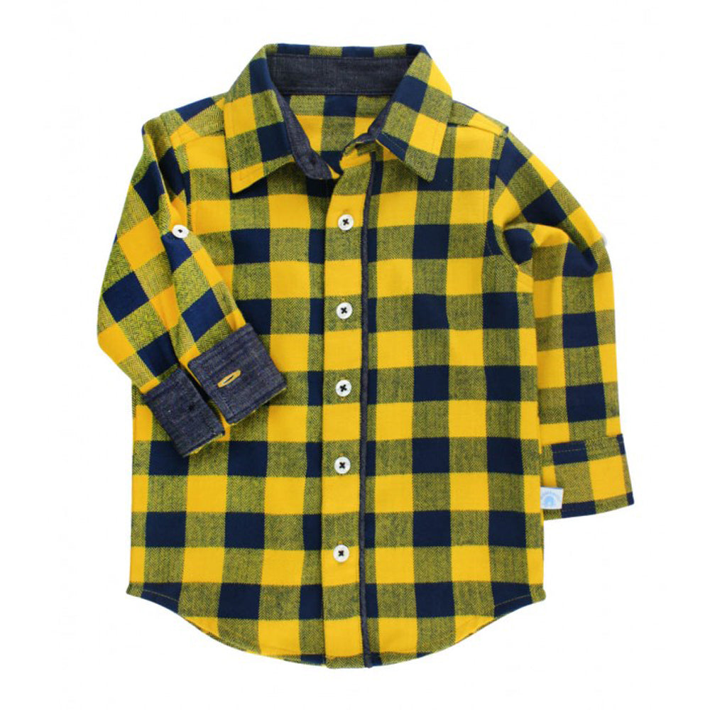 Navy &amp; Mustard Buffalo Plaid Button Down