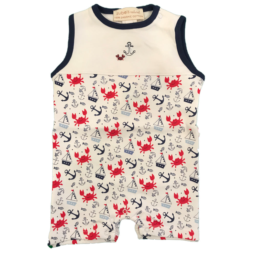 Organic Baby Boys Crab Print Romper
