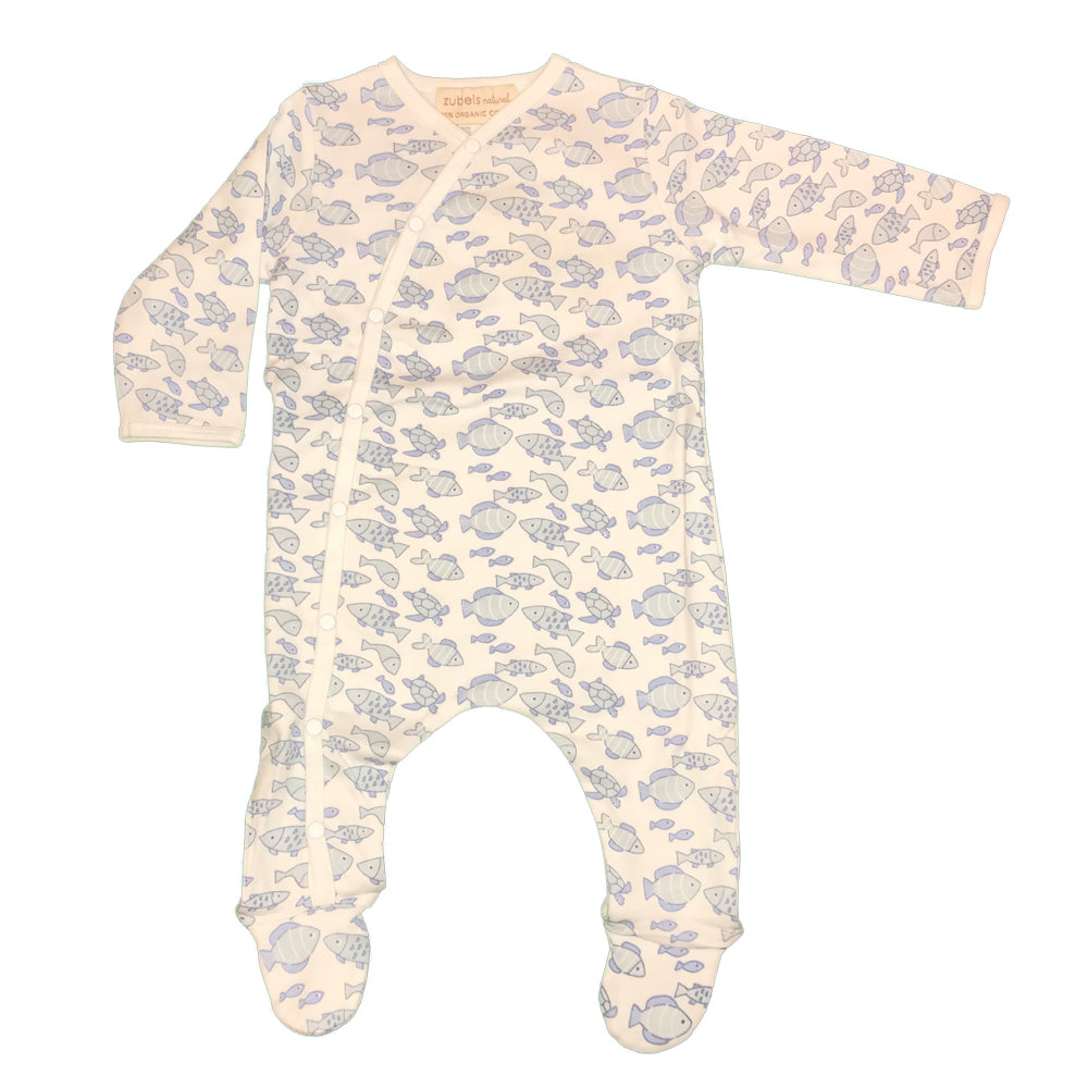 Organic Cotton Baby Boys Fishies Print Footie