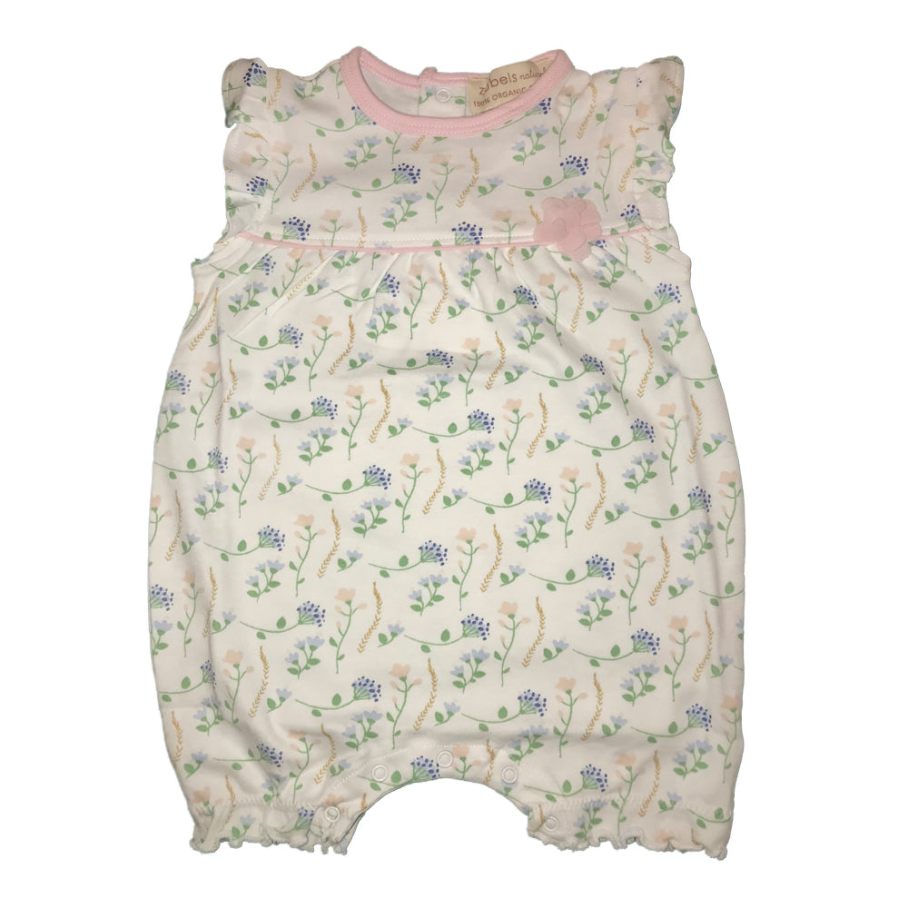Organic Baby Girls Flower Print Bubble Romper