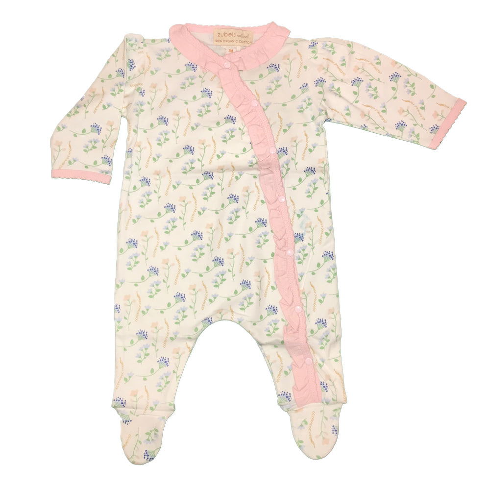 Organic Baby Girls Flower Print Footie