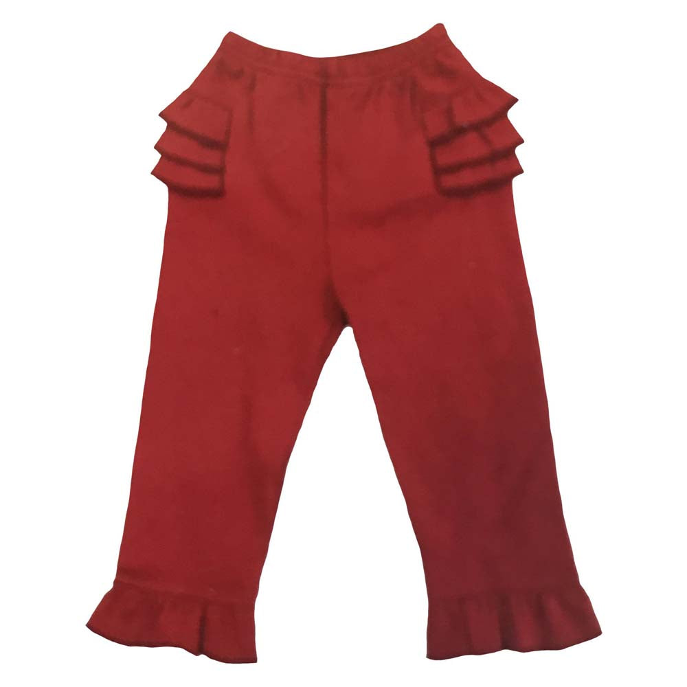 Baby Girls Red Knit Ruffle Pants