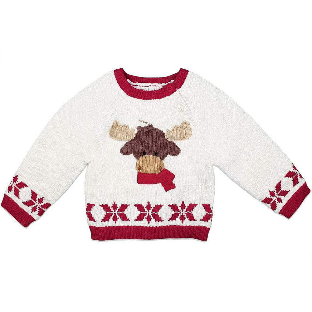 Hand Knit Cotton Holiday Moose Sweater