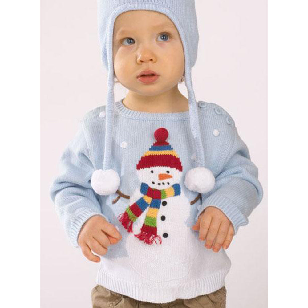 Hand Knit Cotton Snowman Sweater