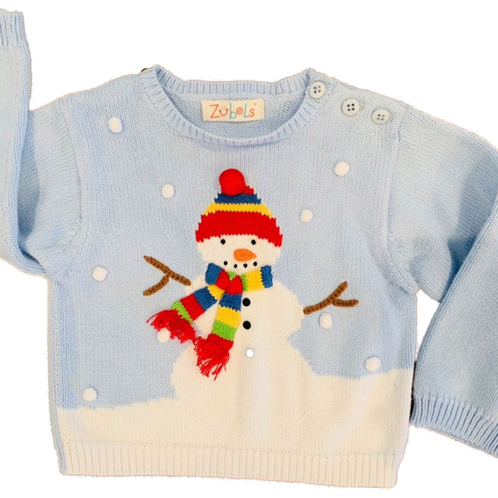 Hand Knit Cotton Snowman Sweater