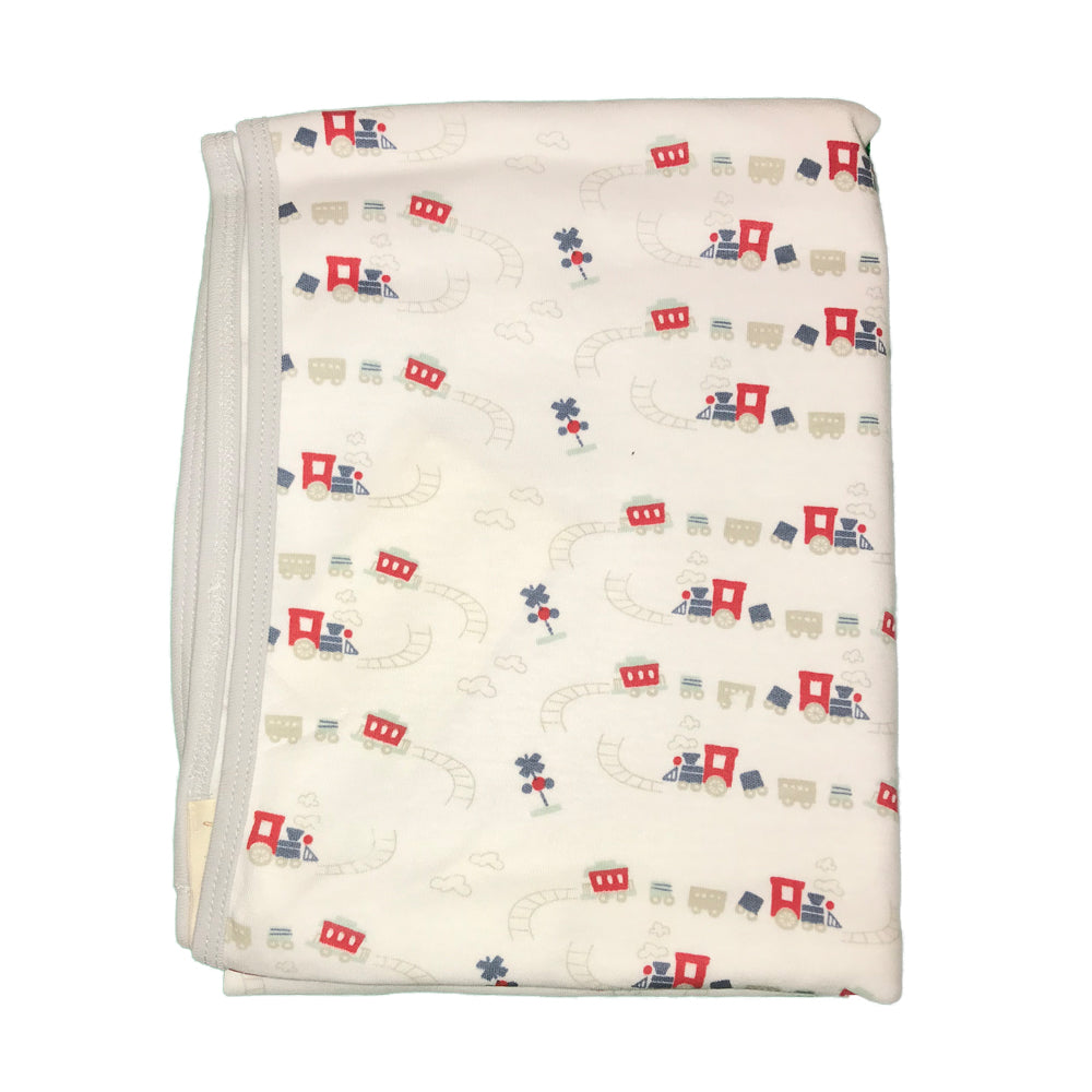 Organic Baby Boys Train Print Blanket